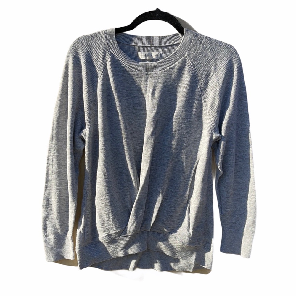 Lou & Grey for LOFT gray criss-cross knit top